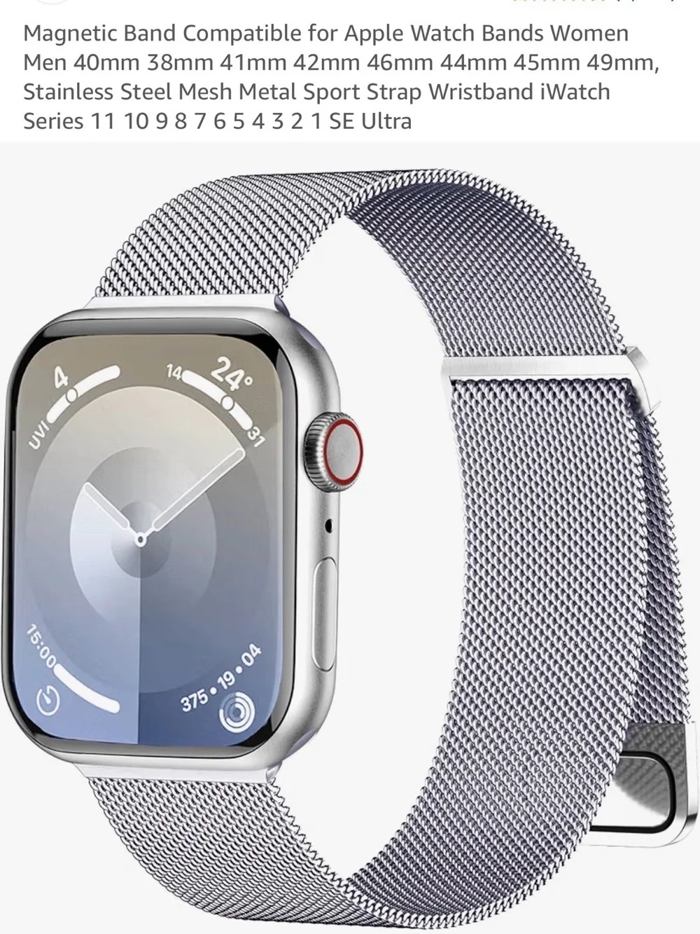 Magnetic Stainless Steel Mesh Band for Apple Watch - Silver